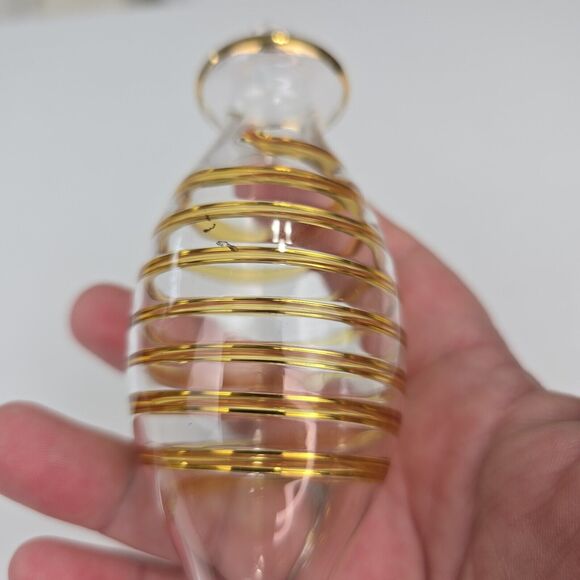Gold Swirl Blown Glass Finial Christmas Ornament - Picture 3 of 5